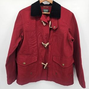 Lauren Ralph Lauren Red Utility Toggle Barn Chore Boat Jacket Black Collar Large